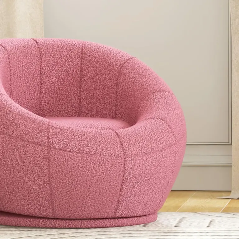 Barnfåtölj i Mjuk Teddyfleece, Rosa Barnstol