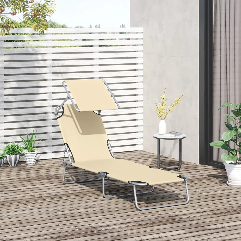 Hopfällbar Solsäng med Soltak Strandstol 187 x 58 x 36 Cm