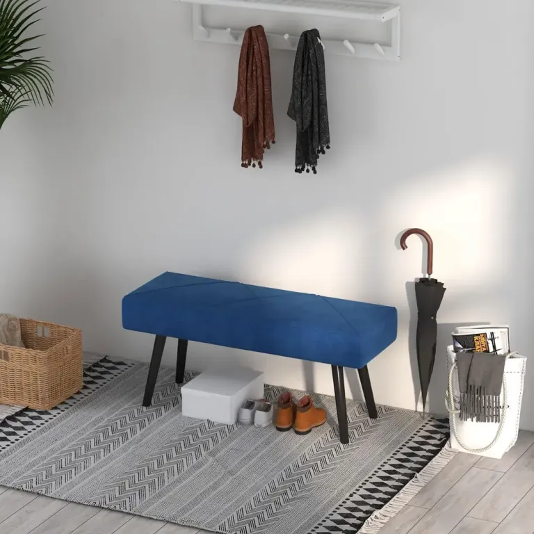 Stoppad Sängbänk Sammetslook Blå 100 x 36 x 45 cm