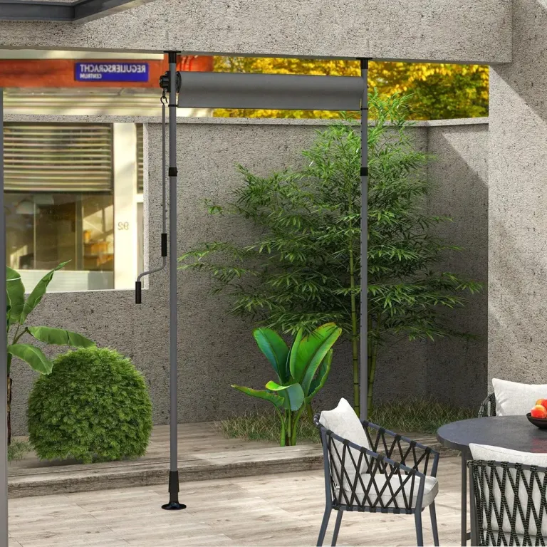 Vertikal Markis Balkonggardin Mörkgrå 150 x 220-310 cm