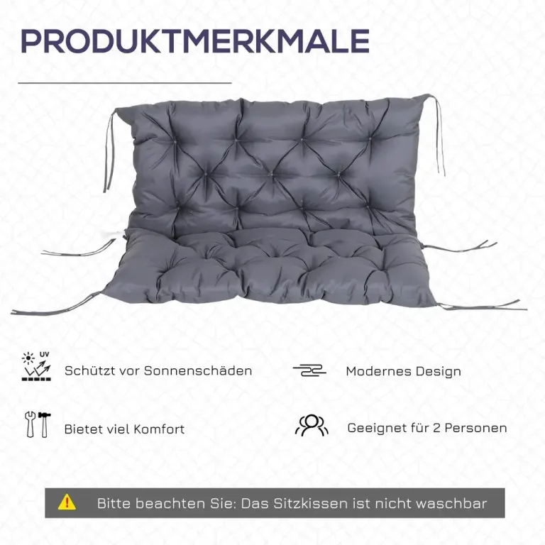 Sittdyna för Trädgårdsbänk och Hammock 100 X 98 cm, Mörkgrå