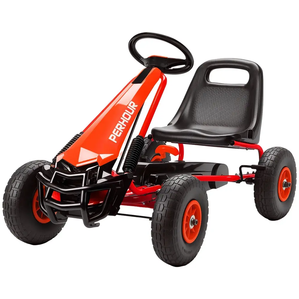 Trampbil Go-Kart Röd Metall och Plast för Barn 3-8 År