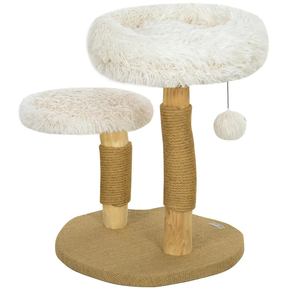 Klösträd 61,5 cm med Kattbädd och Lekboll, Vitt