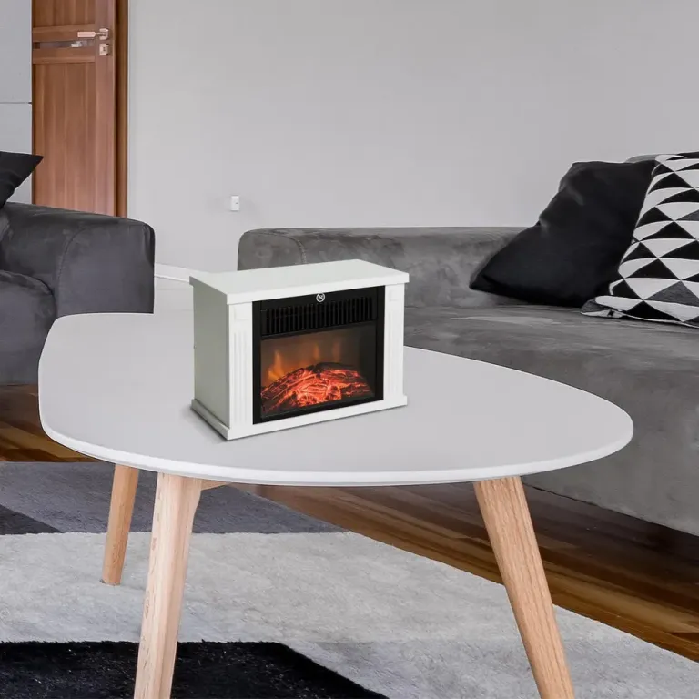 Elektrisk Kamin med LED-Flamma 1200 w, Vit