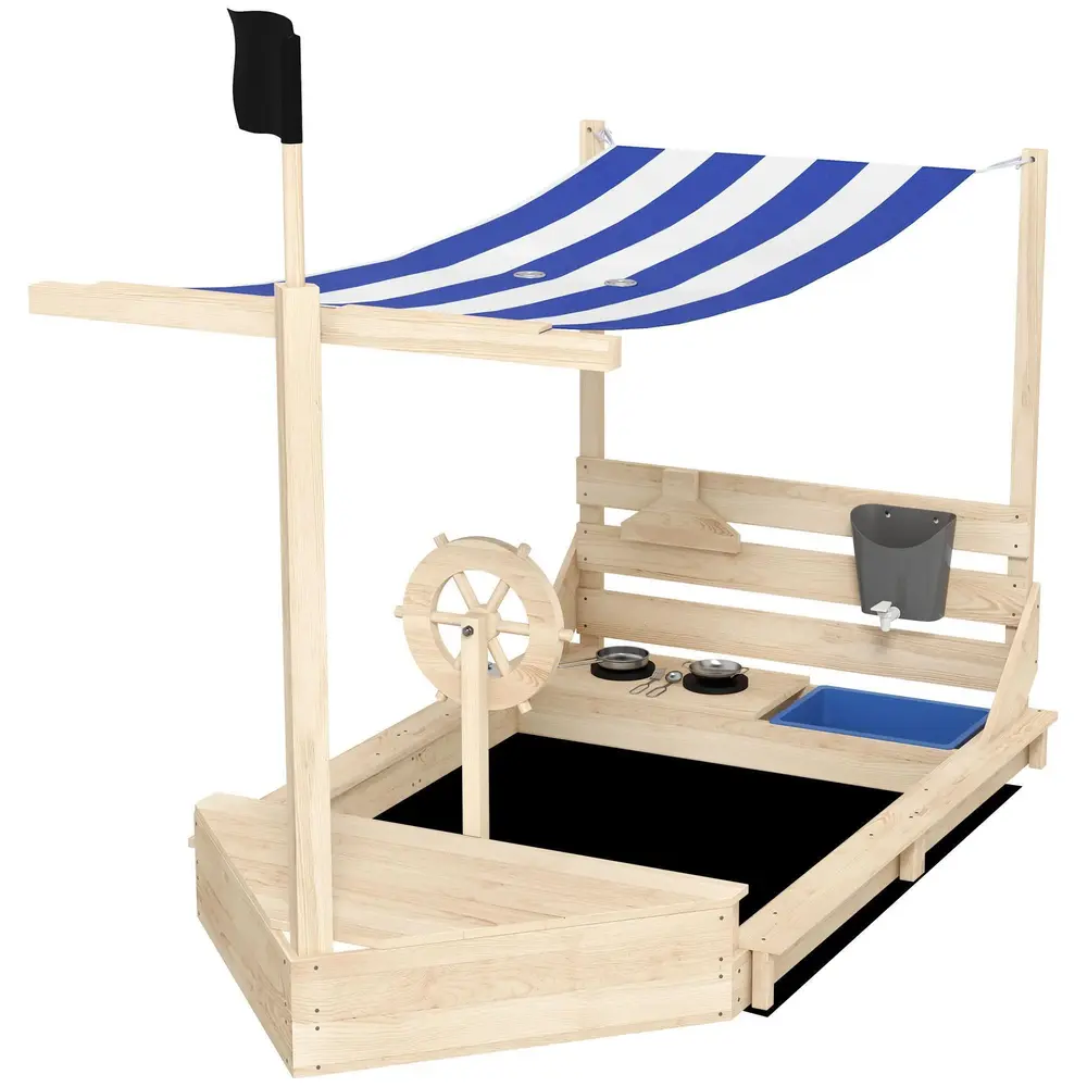 Sandlåda Piratskepp med Soltak 180 x 103 x 144,5 Cm