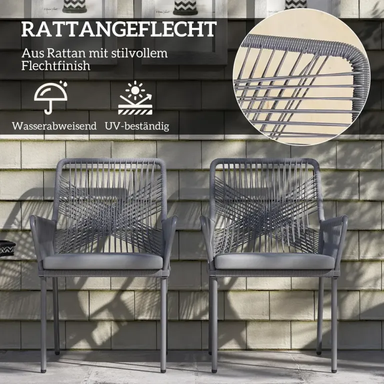 Trädgårdsstolar 2-pack med Tvättbara Kuddar och Armstöd