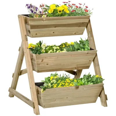 Odlingskrage Blomtrappa i Trä 3 Hyllor Dekor