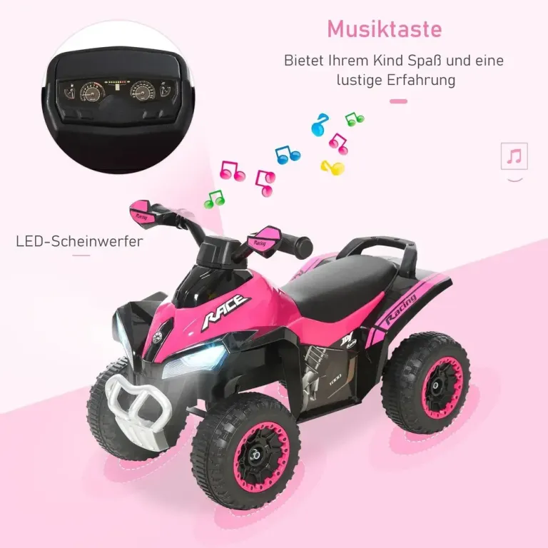 Gåbil med Ljus och Musik, Rosa Fyrhjuling Barn Månader
