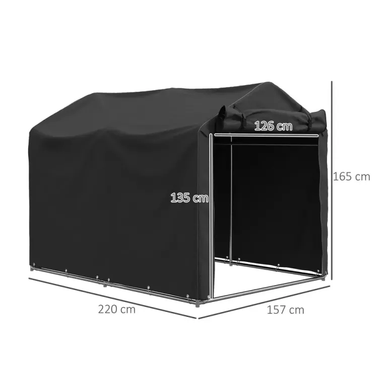 Garagetält med Dörr och Material Svart Cm Vattentätt Förvaringstält