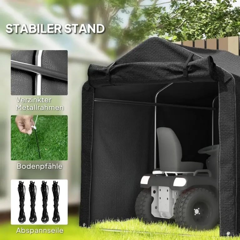 Garagetält med Dörr och Material Svart Cm Vattentätt Förvaringstält