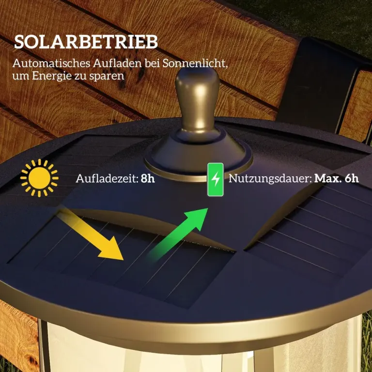 Gatubelysning Solcellslampa Svart av ABS Solarlampa Stolpe