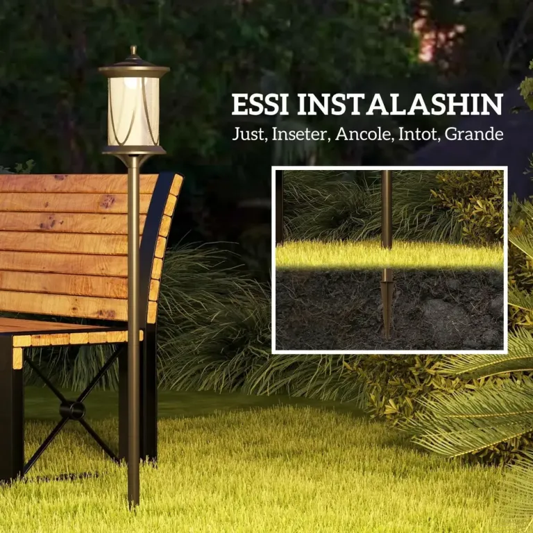 Gatubelysning Solcellslampa Svart av ABS Solarlampa Stolpe