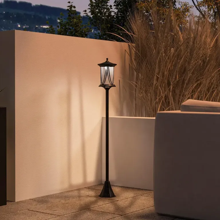 Gatubelysning Solcellslampa Svart av ABS Solarlampa Stolpe