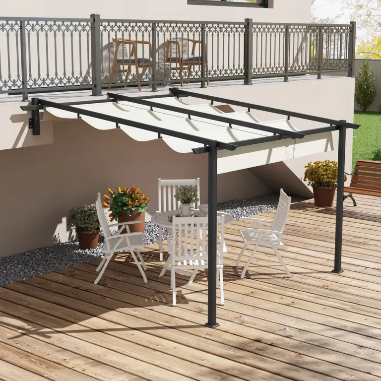 Gazebo Pergola Kräm av Stål och Tyg Vindtät 3 x 3 m
