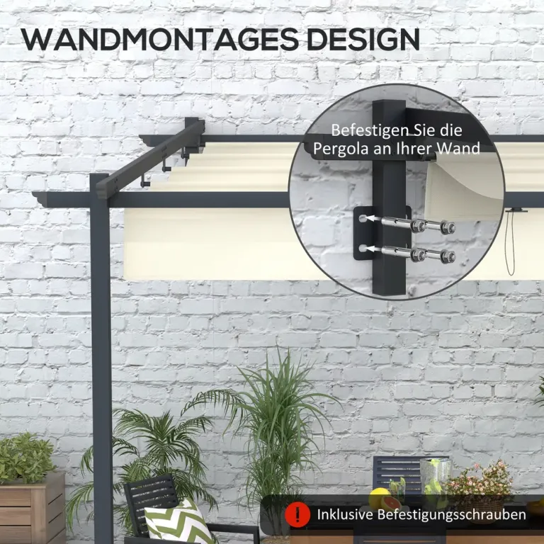 Gazebo Pergola Kräm av Stål och Tyg Vindtät 3 x 3 m
