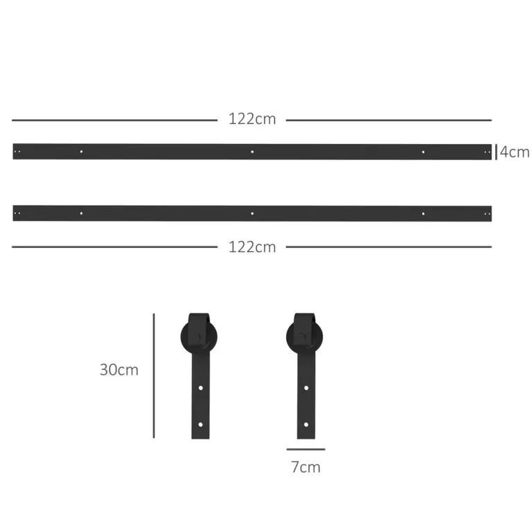 Skjutdörrsbeslag Dörrskena Svart av Kolstål 244 cm Tyst Slät