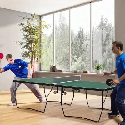 Bordtennisbord Pingisbord Grön av Stål och MDF Hopfällbart