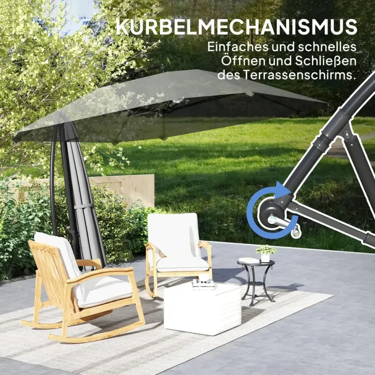 Parasoll Fribärande Mörkgrå av Aluminium 260 cm