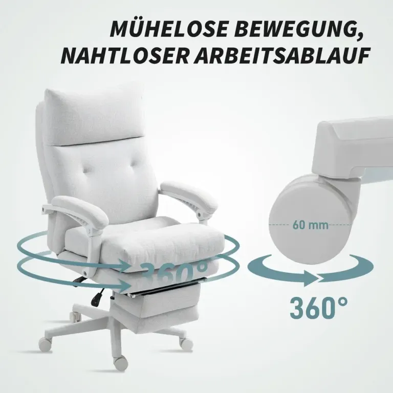 Kontorsstol Ergonomisk Krämvit av Linnelook Fällbart Ryggstöd