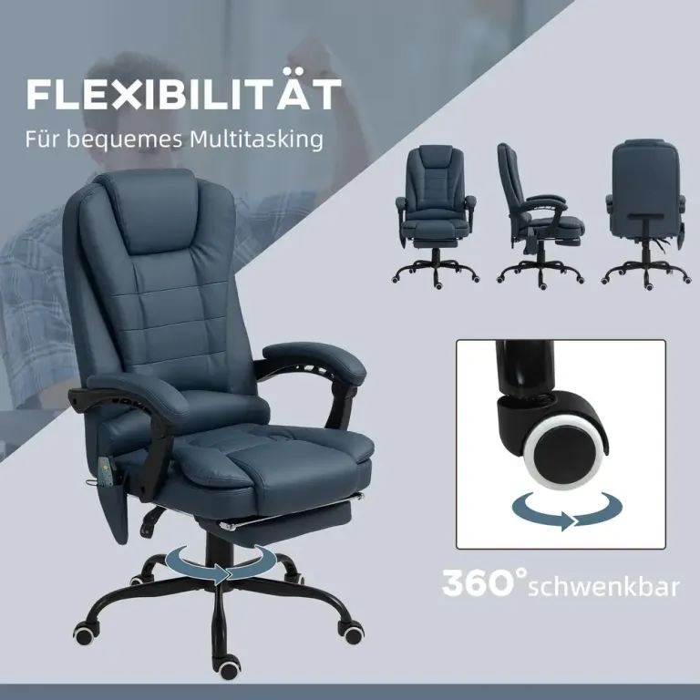 Ergonomisk Kontorsstol med Massage 7 Punkter Blå Massagepunkter
