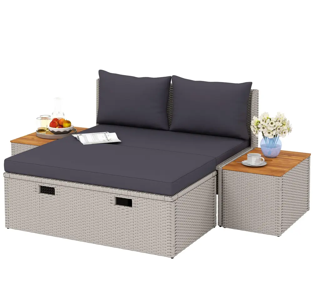 Solstol i Polyrattan för 2 Personer 125x114x72,5 Cm