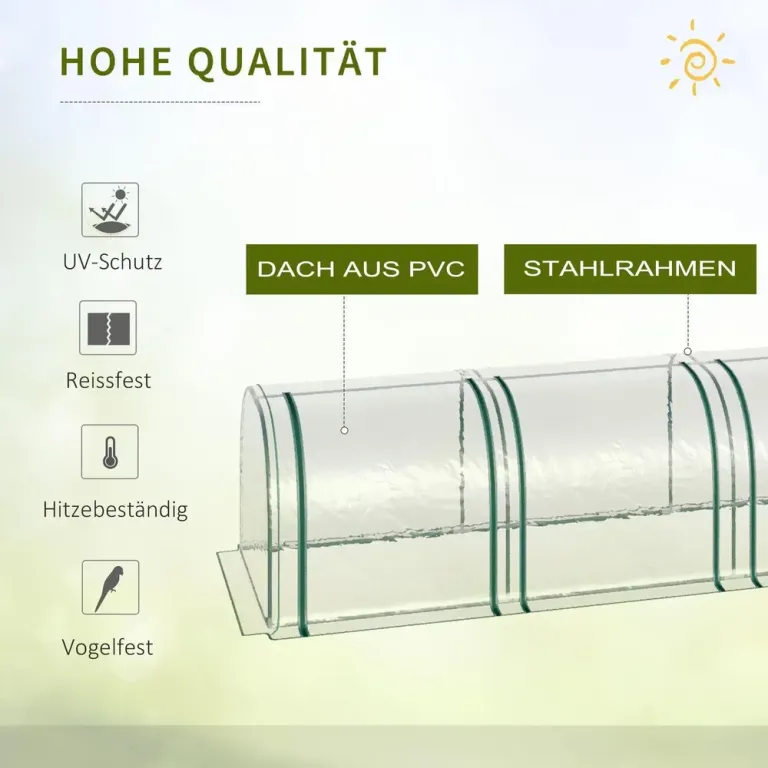 Tunnelväxthus Växthus Transparent av Stål 395 x 100 x 80 cm