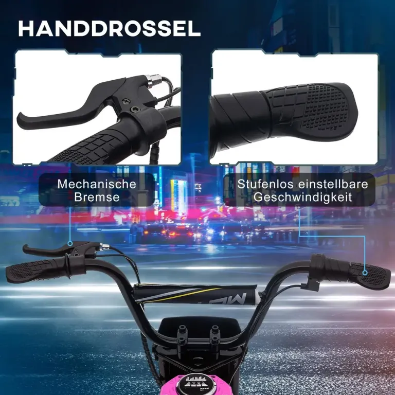 Elmotorcykel för Barn 24 v med Horn Ljus och Vridreglage Rosa
