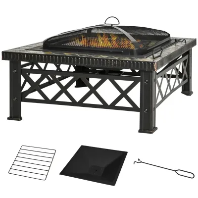 3-i-1 Eldstad med Grill och Ishink 76 x 76 x 47 cm
