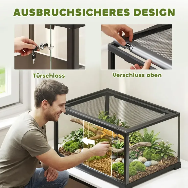 Terrarium 86 Liter Svart Glas och Metall för 60x45x32 cm