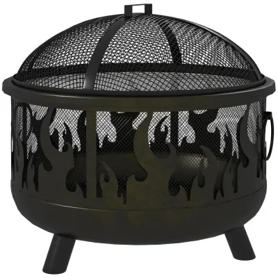 Eldskål med Gnistskydd och 1 Stav Svart Ø61,5 x 52 cm