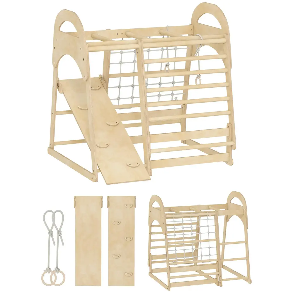 Klätterställning Inomhus Naturfärgad Trä för Barn 3 120 Cm