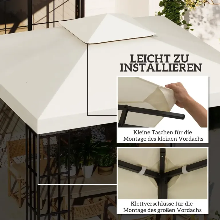 Ersättningstak för Paviljong Krämvit Polyester 3 x 3 m