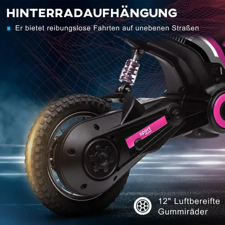 Elmotorcykel för Barn 24 v med Horn Ljus och Vridreglage Rosa