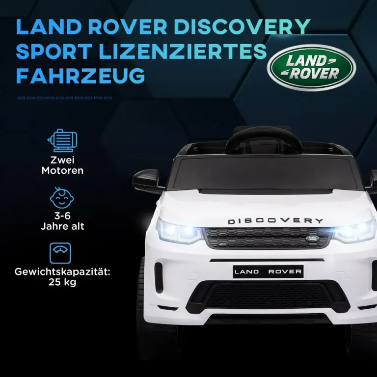 Barnelbil Elbil Vit av Plast för Barn 3-6 År 12 v Fordon Land Rover