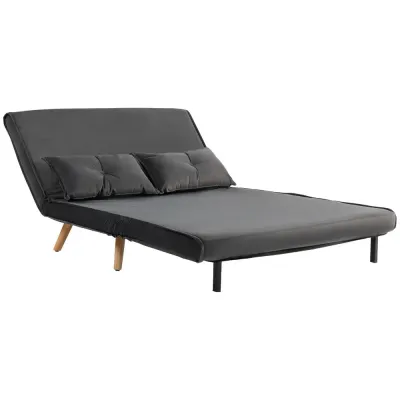Bäddsoffa med Ryggstöd Tygklädsel och Metallram Grå 2-Sits