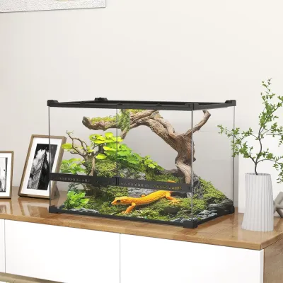 Glasterrarium för Reptiler med Upphöjd och Bas och Knapplås
