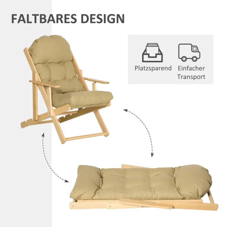 Relaxstol Vilstol Brun av Bokträ Fåtölj Justerbar Ryggstöd Träram