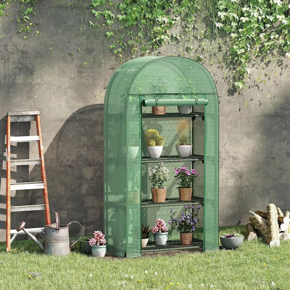 Litet Tunnelväxthus 4 Hyllor Kompakt 80 x 49 x 160 Cm