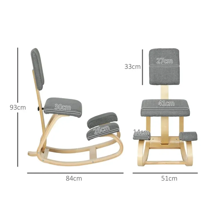 Ergonomisk Knästol Hälsostol för Hem och Kontor Knäböjstol Björkträ