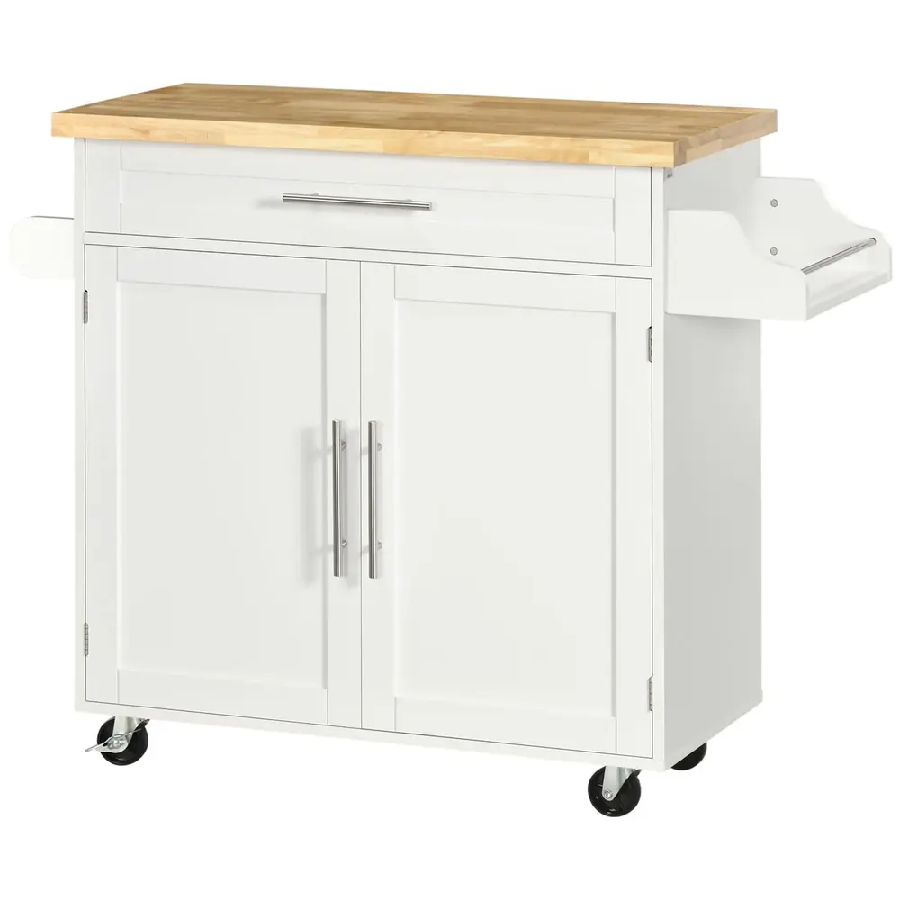 Köksvagn Serveringsvagn Vit av Trä och MDF 109 x 40 x 89 Cm