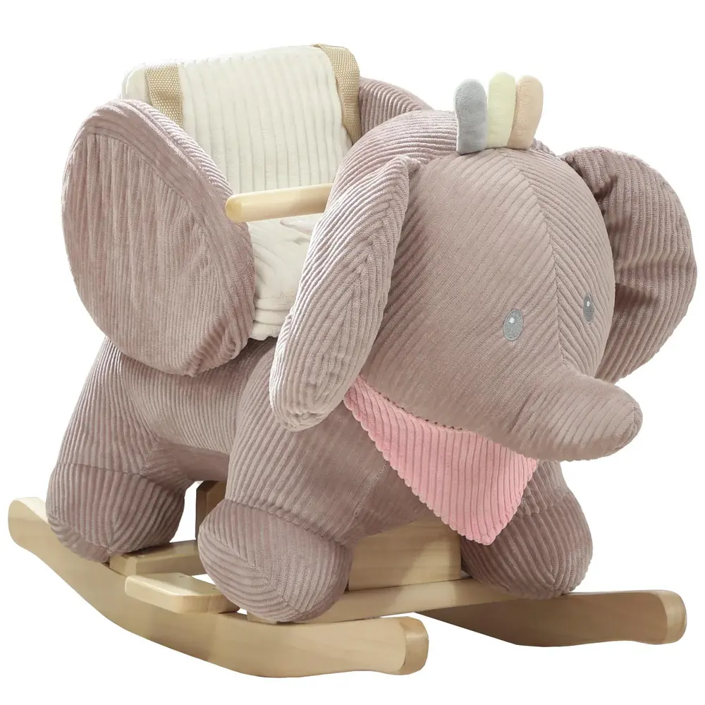 Gungdjur Elefant Brun Trä och Plysch för 65x35x50 Cm