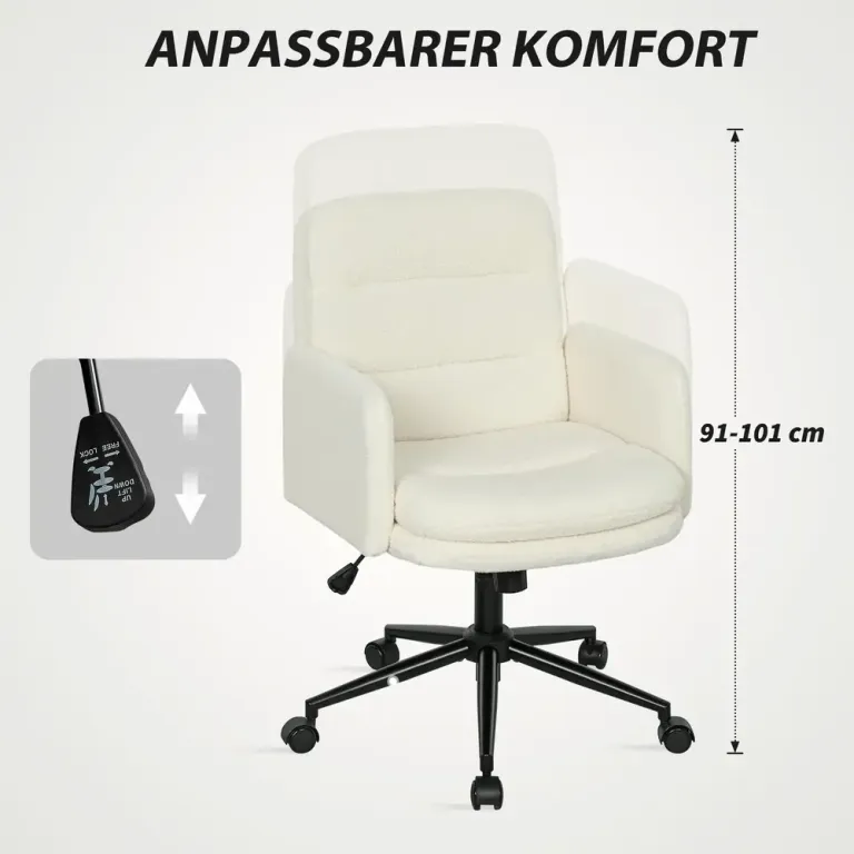 Mobil Kontorsstol med Tygöverdrag Armstöd 5 Hjul Komfort Lutning