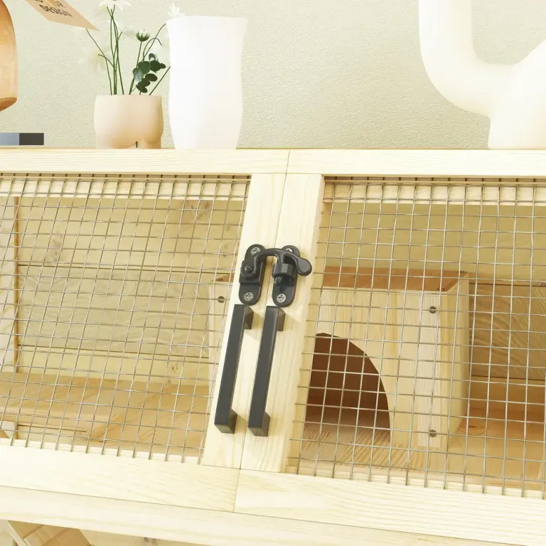 Gnagarbur Natur av Trä Hamsterbur Förvaringsfack Hjul Ramper