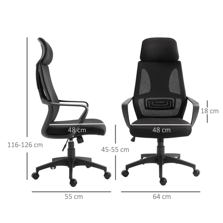 Kontorsstol med Gungfunktion Höjdjusterbar Nackstöd Ergonomisk