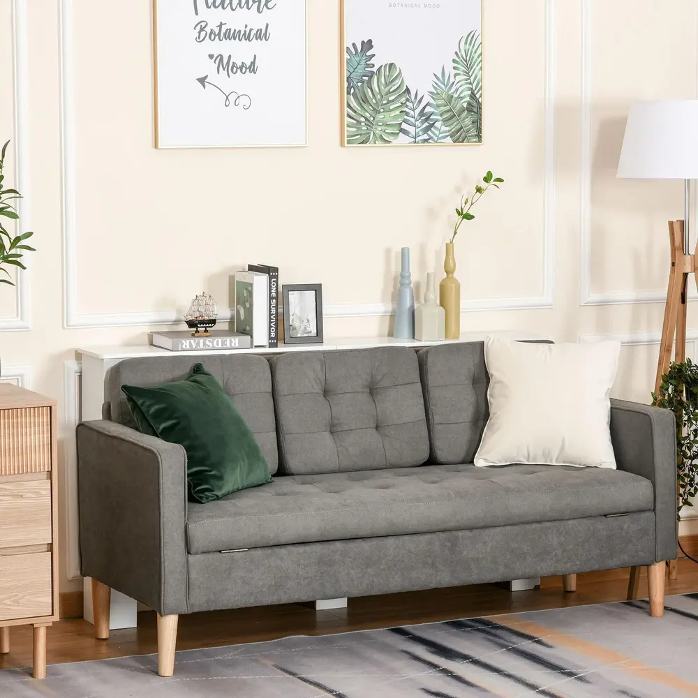 3-Sitsig Soffa i Rymlig Tygsoffa 166,5 x 62 x 82 Cm