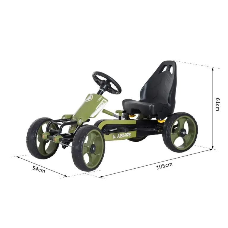 Sportig Gokart Trampbil med Handbroms Pedalbil Stor Hjul