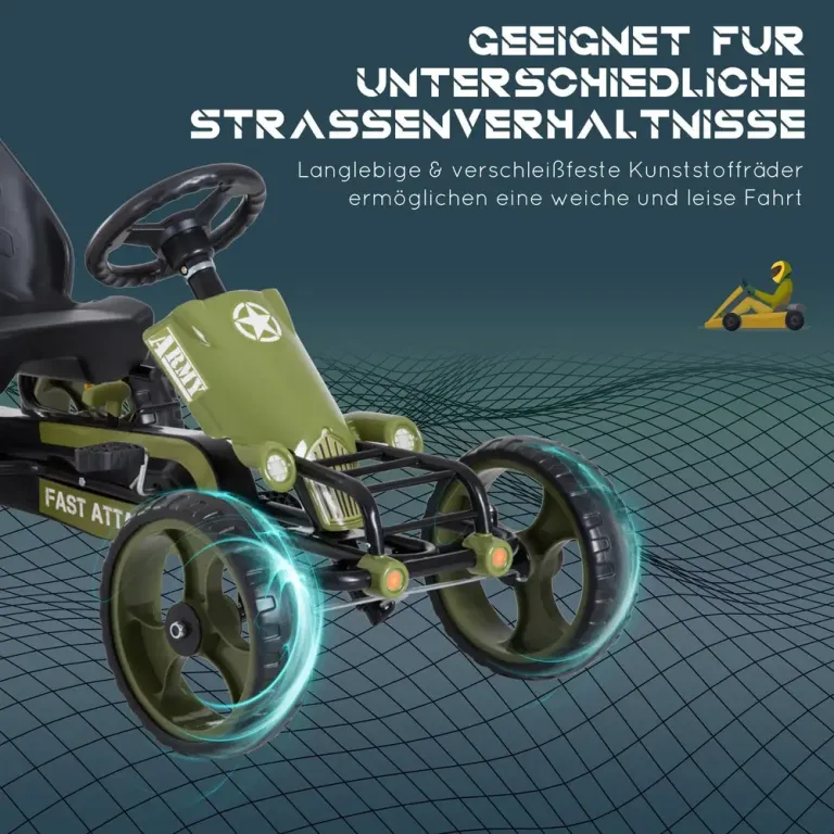 Sportig Gokart Trampbil med Handbroms Pedalbil Stor Hjul