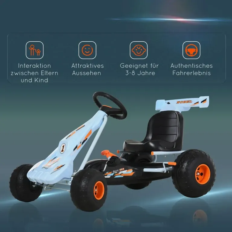 Go-Kart Pedalbil med Handbroms Säte Pedal Växel Framåt Trampbil