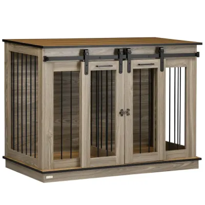 Hundbur Inomhusbur Ek av Trä och Metall 120 x 60 x 88,5 cm