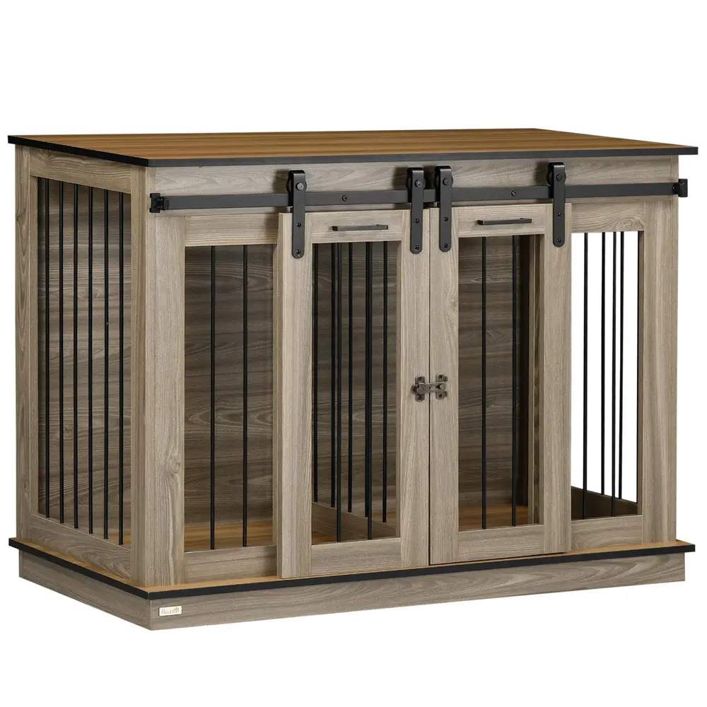 Hundbur Inomhusbur Ek av Trä och Metall 120 x 60 x 88,5 Cm
